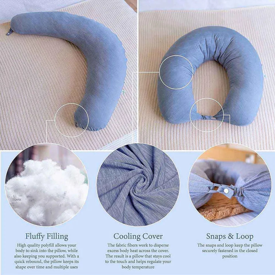 Pharmedoc Cooling Crescent Full Body Pillow - Dark Grey Cooling Fabric