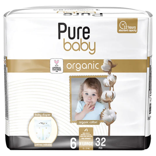 PURE BABY - ECO Diapers Size 6, XLarge, 32 pieces (+16kg)