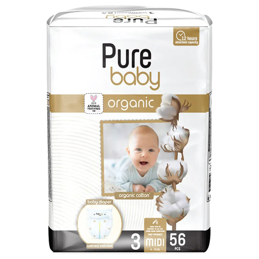 PURE BABY - ECO Diapers Size 3, Midi, 56 pieces (4-9kg)