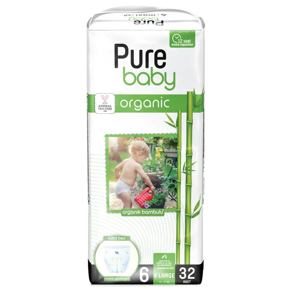 PURE BABY - ECO Training pants, Size 6, XLarge, 32 pieces (+16kg)