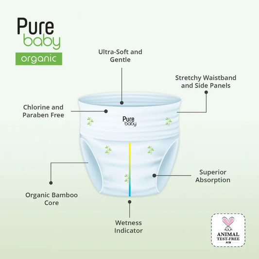 PURE BABY - ECO Training pants, Size 3, Midi, 56 pieces (4-9kg)