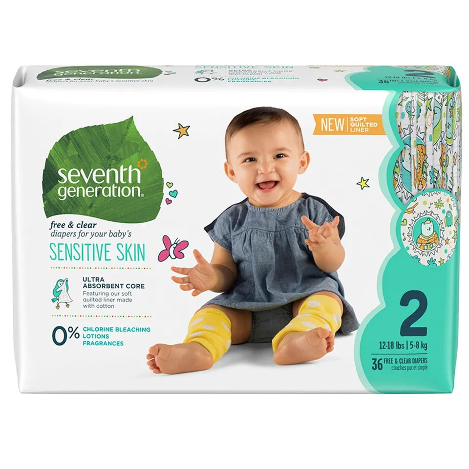 Seventh Generation Baby Diapers - Stage 2 ( 12 -  18 lbs) 36 pcs