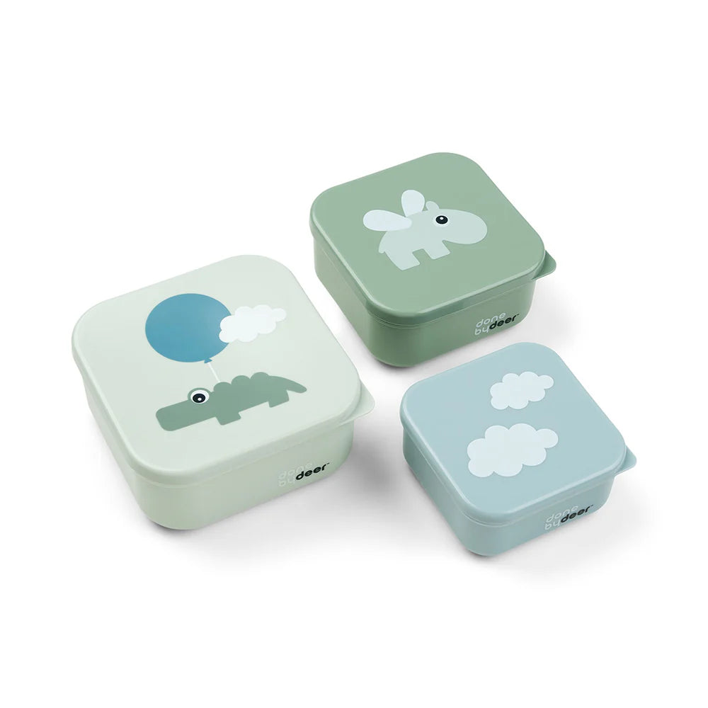 Done By Deer Snack Box Set 3 Pcs Happy Clouds Green