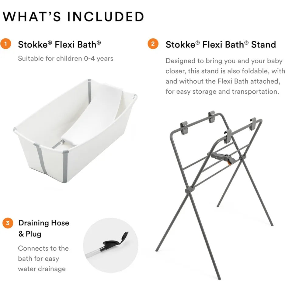 Stokke Flexi Bath Tub With Newborn Support & Stand Set