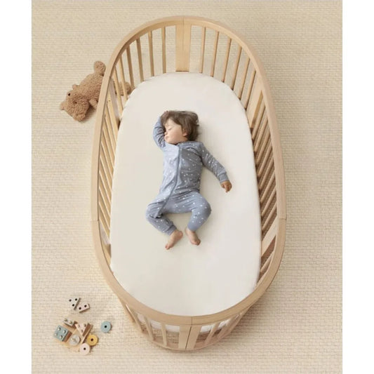 Stokke Sleepi Bed Natural & Mattress & Sheet White Bundle