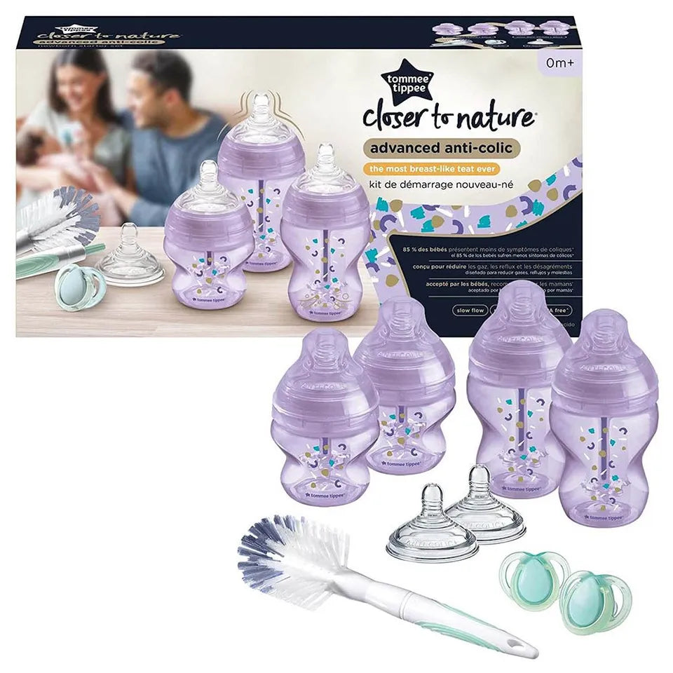 Tommee Tippee Newborn Baby Bottle Starter Kit 9 pcs - Purple