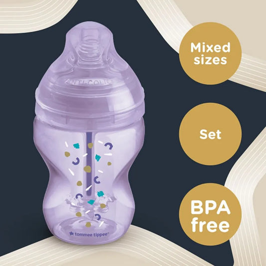 Tommee Tippee Newborn Baby Bottle Starter Kit 9 pcs - Purple