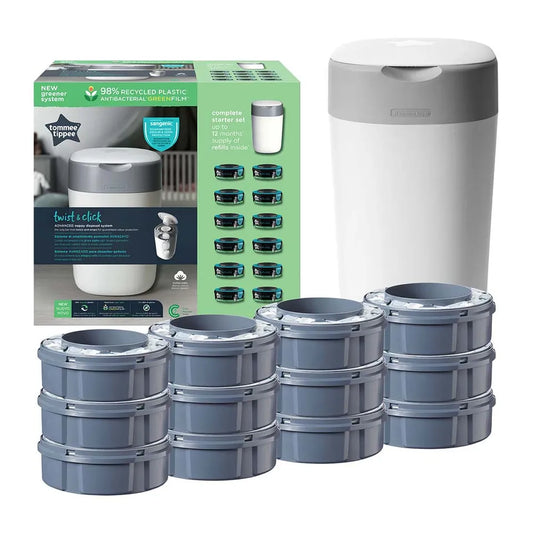Tommee Tippee Twist and Click Advanced Nappy Disposal Sangenic + 12pcs Refill - White
