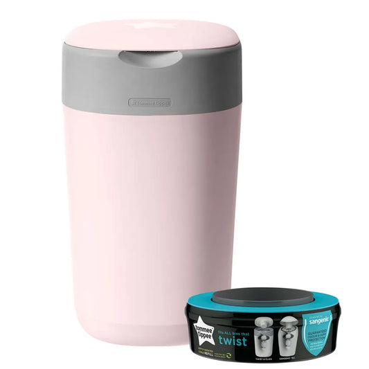 Tommee Tippee Twist and Click Advanced Nappy Bin, Eco-Friendlier System, Includes 1x Refill Cassette