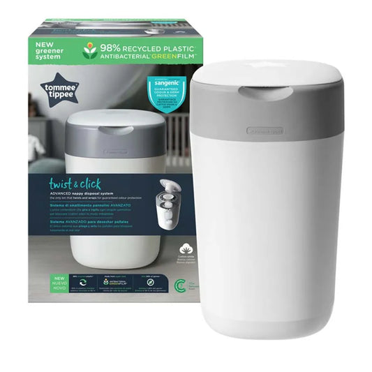 Tommee Tippee Twist and Click Advanced Nappy Bin, Eco-Friendlier System, Includes 1x Refill Cassette