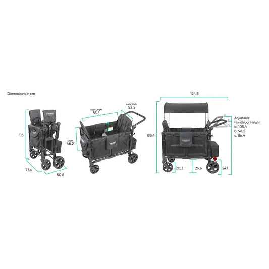 WonderFold W4 Elite Stroller Wagon - Volcanic Black