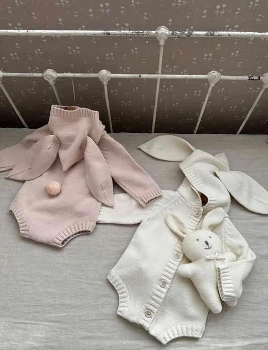 Knitted Rabbit Style Baby Bodysuit
