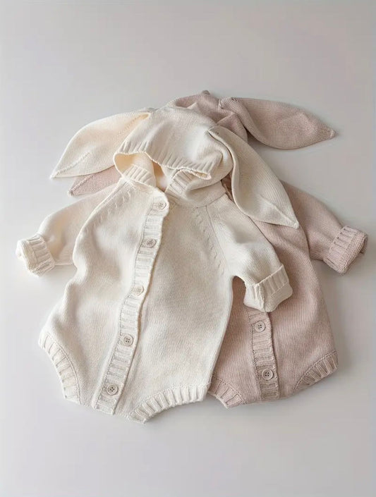Knitted Rabbit Style Baby Bodysuit