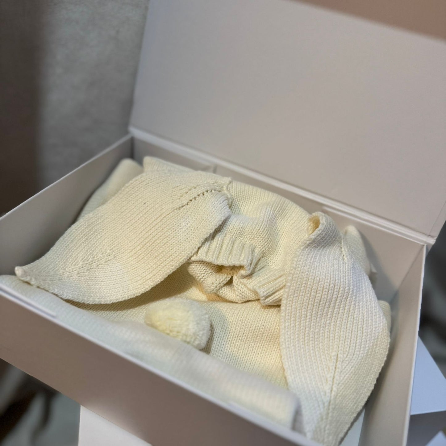 Knitted Rabbit Style Baby Bodysuit