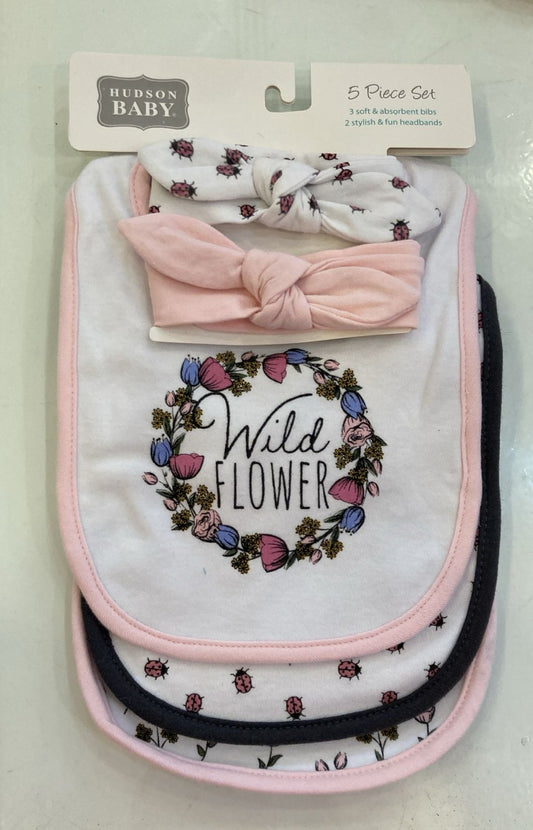 Hudson Baby Infant Girl Set Headbands & Bibs