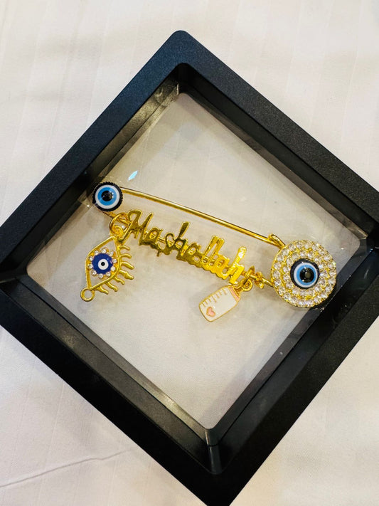 Brooch Pin Evil Eye with Pendants