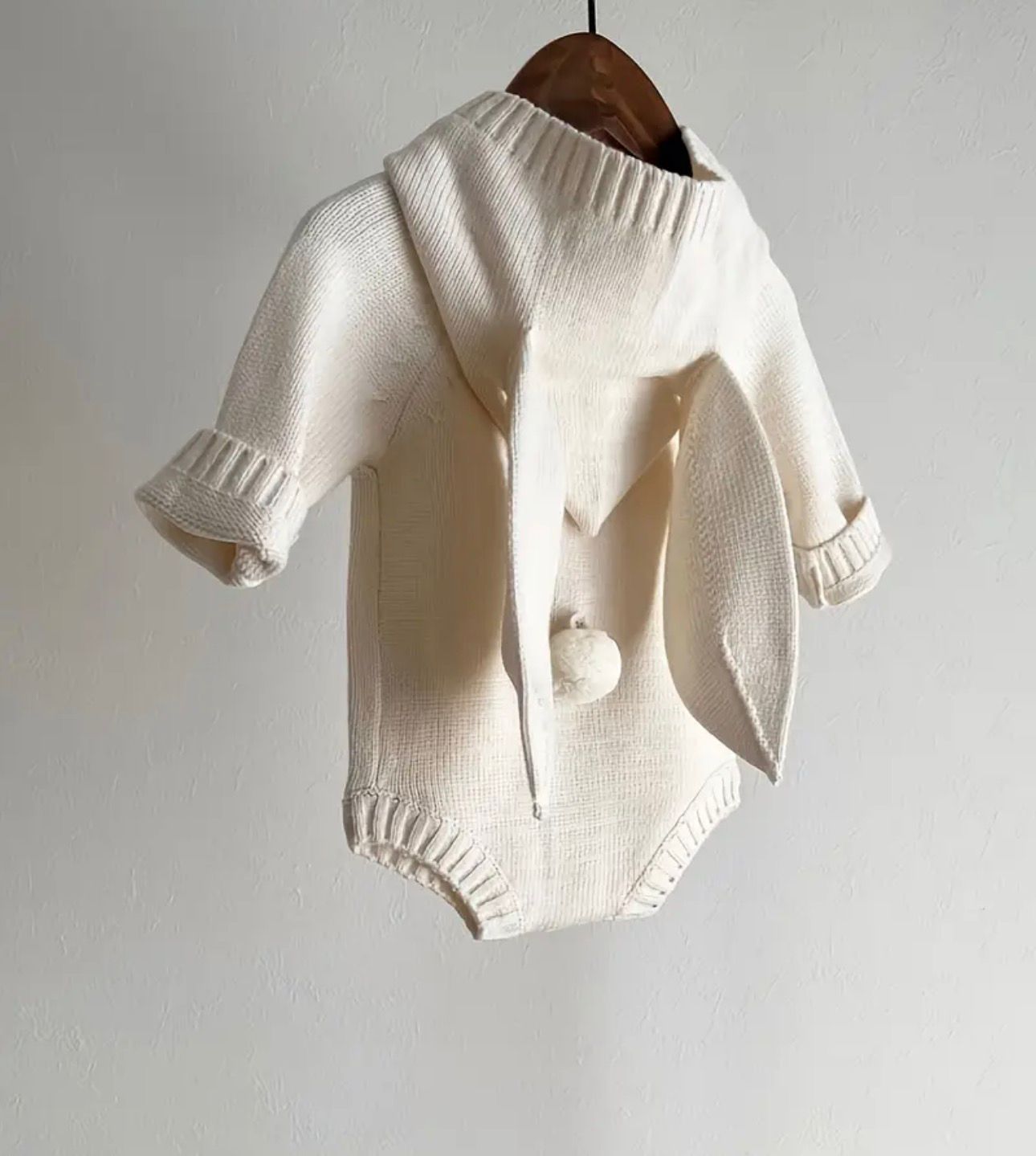 Knitted Rabbit Style Baby Bodysuit
