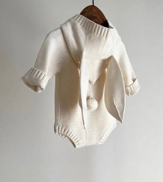 Knitted Rabbit Style Baby Bodysuit