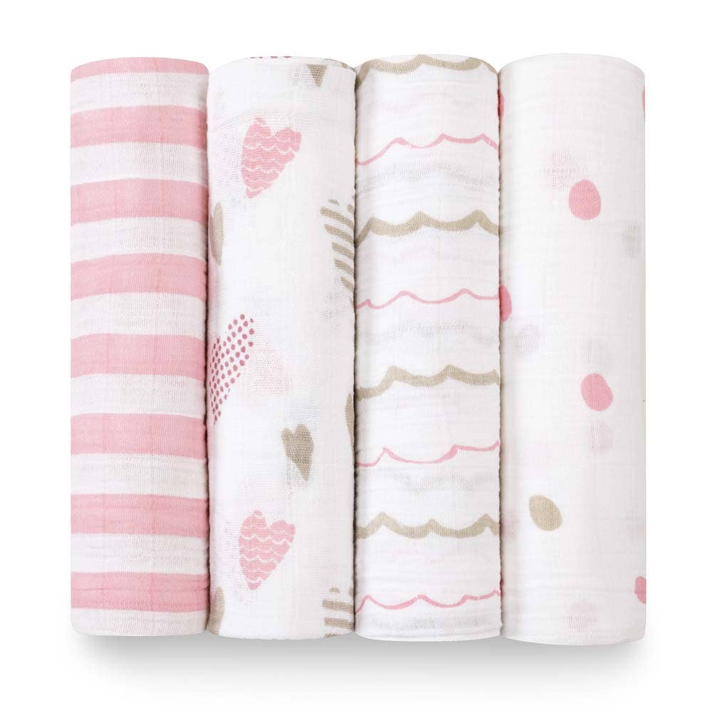 Aden + Anais Classic 4-Pack Swaddles Heart Breaker