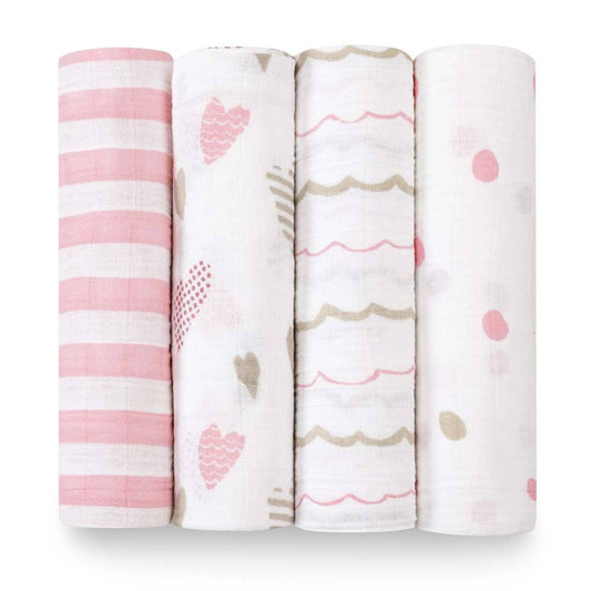Aden + Anais Classic 4-Pack Swaddles Heart Breaker