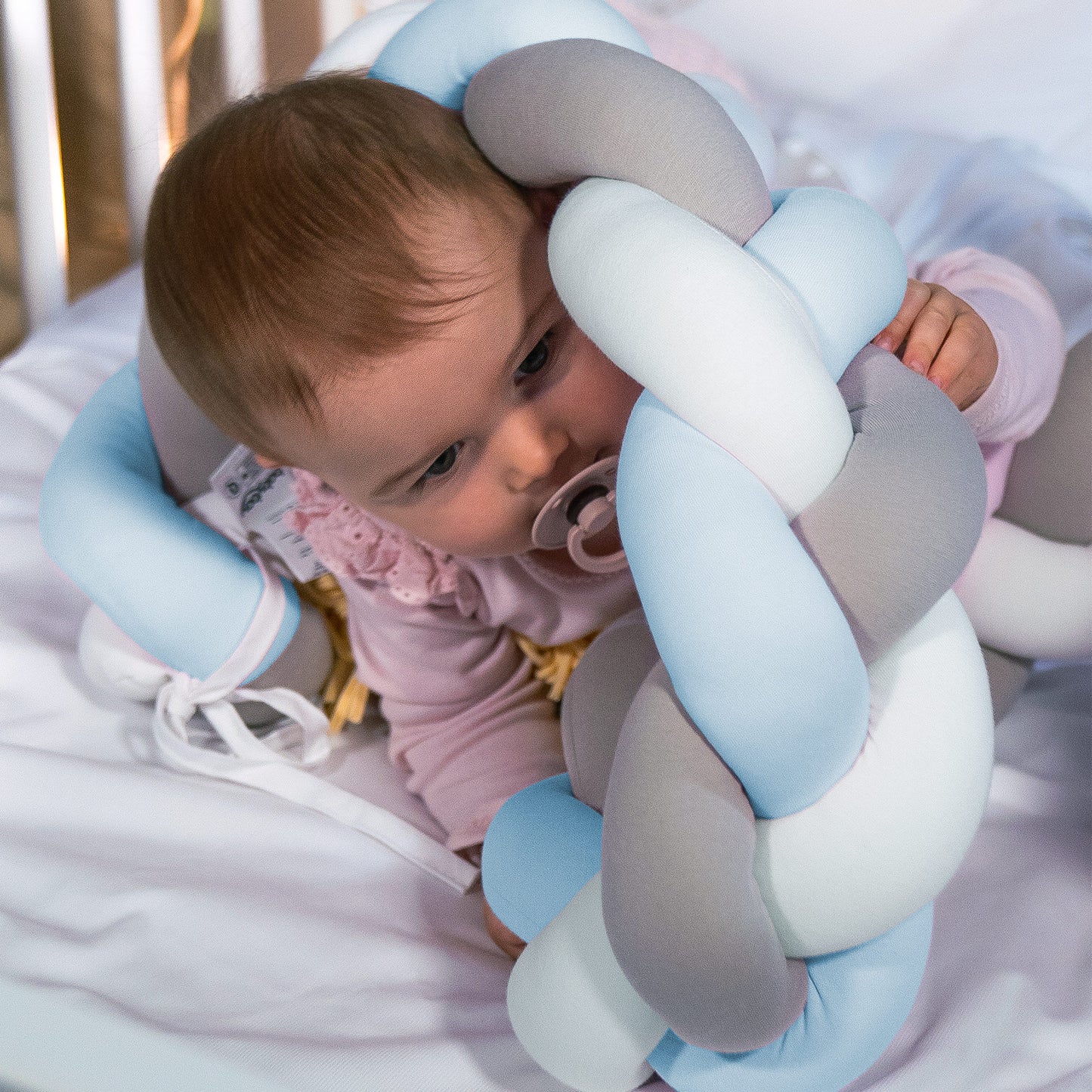 Babybay nest snake jersey braided 200 cm suitable for cots, rosé