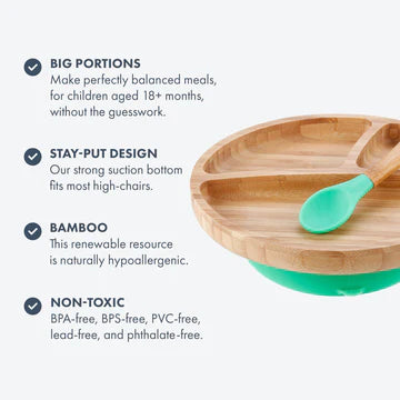 Avanchy Bamboo Suction Baby Plate + Spoon