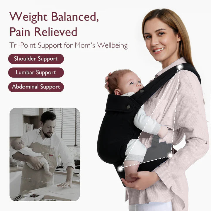 Momcozy PureHug Baby Carrier - Ergonomic Cozy & Lightweight - Cotton Black