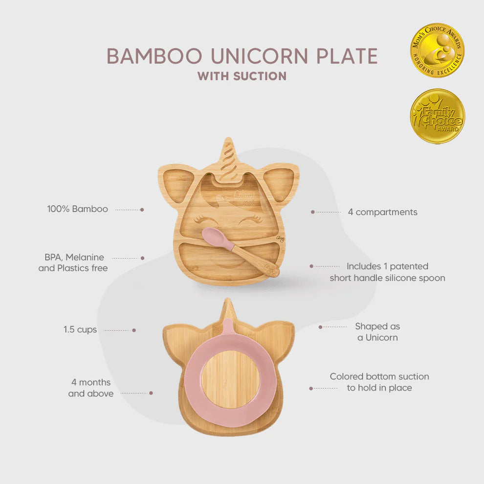 Citron Organic Bamboo Plate Suction + Spoon