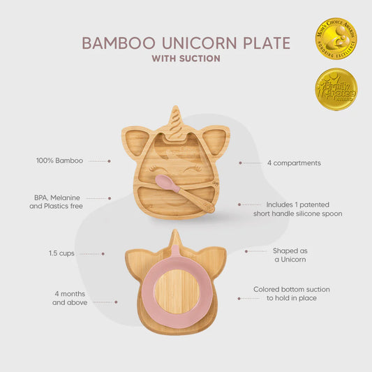 Citron Organic Bamboo Plate Suction + Spoon