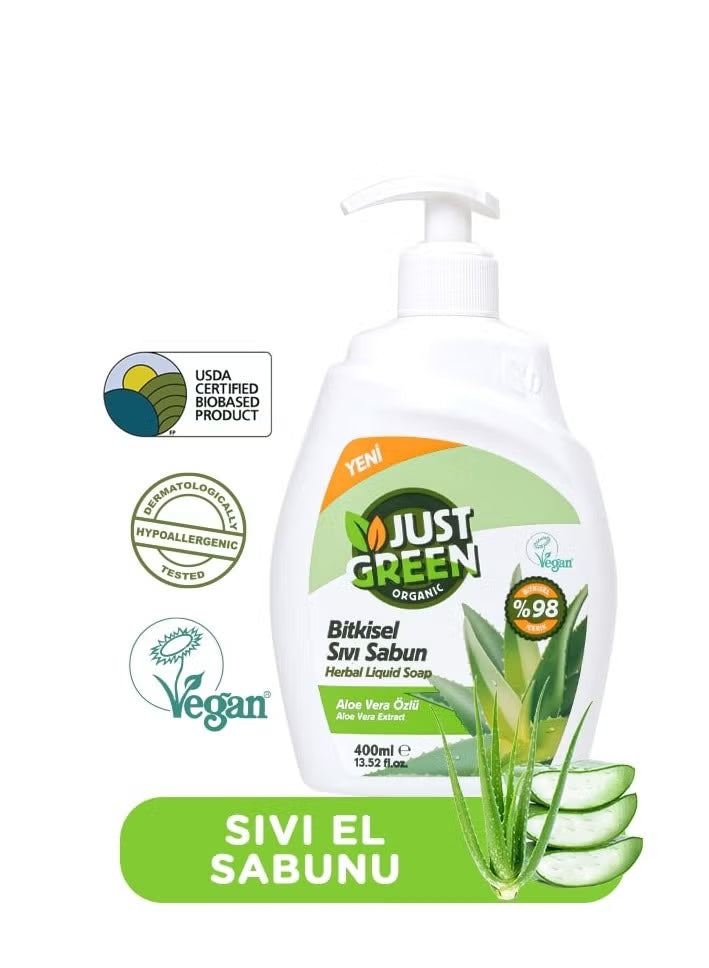 Just Green Organic Herbal Liquid Hand Soap 400 ML - Aloe Vera