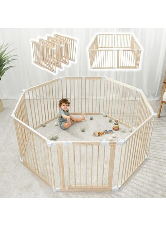 Foldable Wooden Playpen With Gate 2x2 meter with Connector