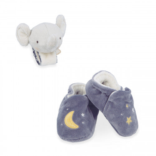 Kaloo Elephant slippers and sound bracelet set
