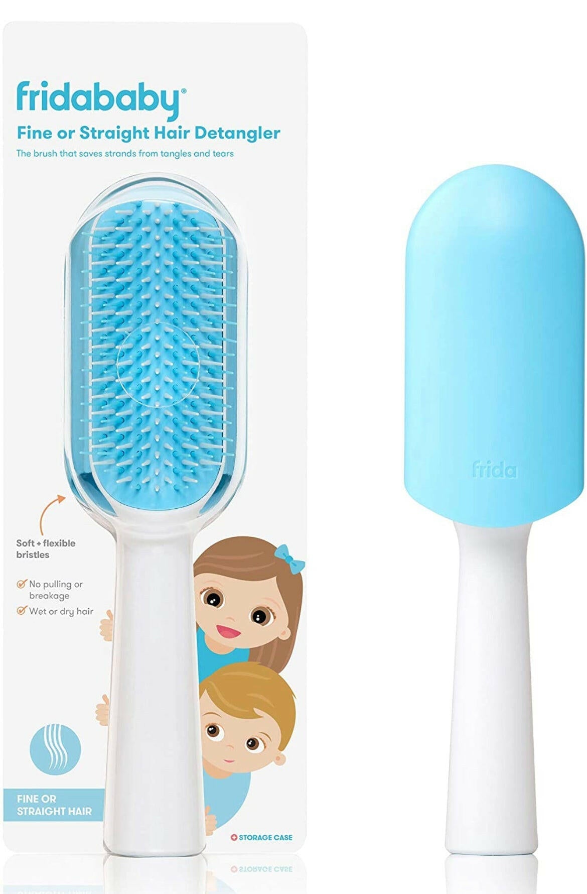Frida Baby Fine or Straight Hair Detangling Kids Brush, Detangles Knots Without Tears or Breakage, Comb Teeth and Bristle Design