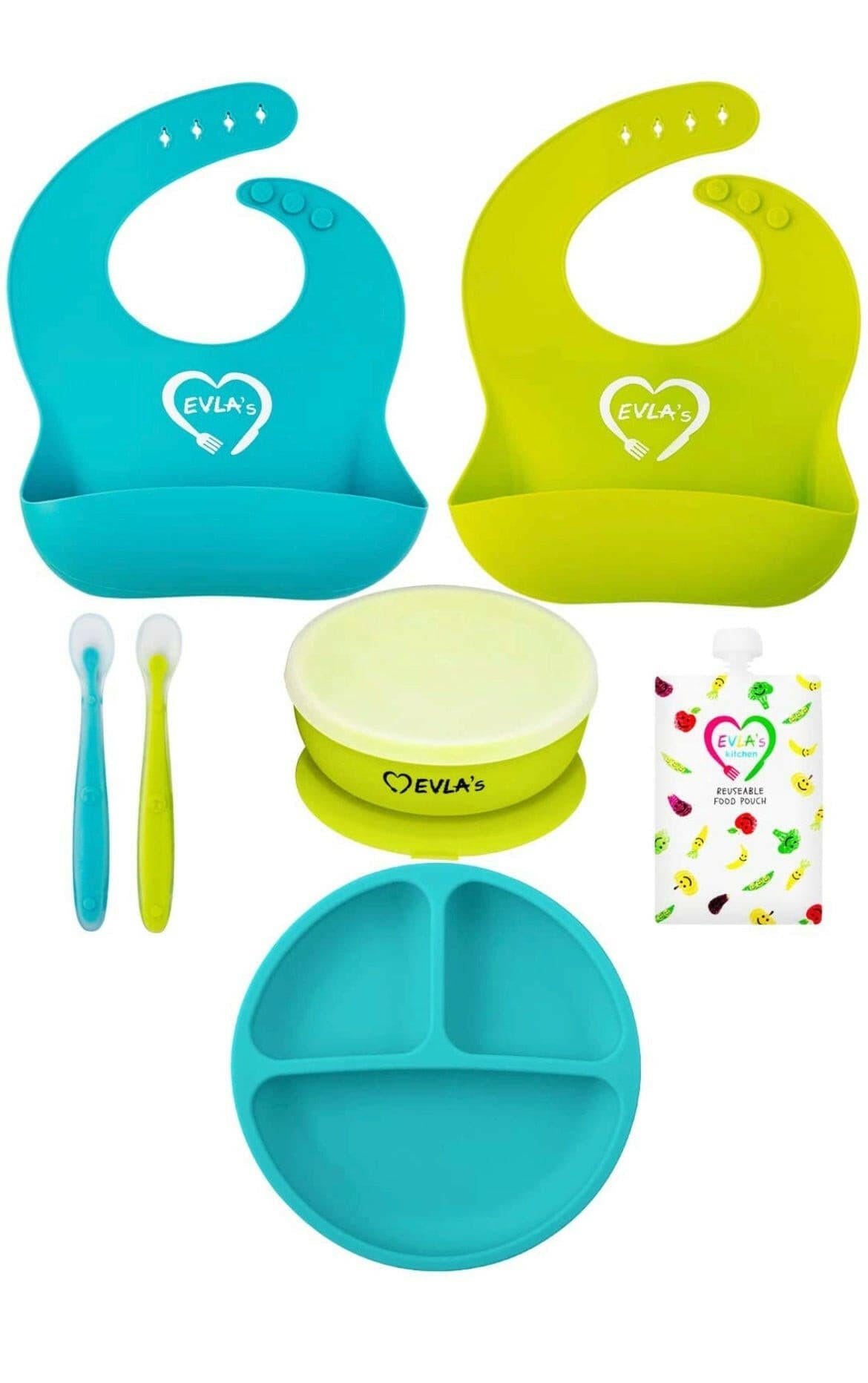Silicone Baby Feeding Set, Green/Lime