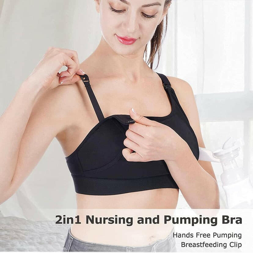 Adjustable Momcozy Breast Pump Bra - Black