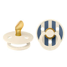 BIBS Studio Colour Pacifier 2 Pack Pin Latex - Ivory Steel Blue Mix