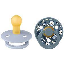 BIBS Round Nipple Pacifier X Liberty 2 Pack Colour Bobo Latex Size 2 - Dusty Blue Mix