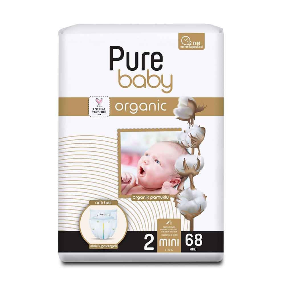 PURE BABY - ECO Diapers Size 2, 68 pieces (3-6kg)