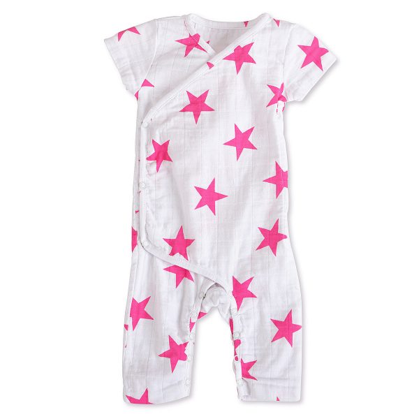 Aden + Anais Pink Star Short sleeve Kimono 0-3m