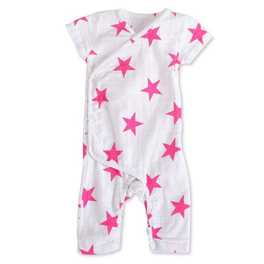 Aden + Anais Pink Star Short sleeve Kimono 0-3m