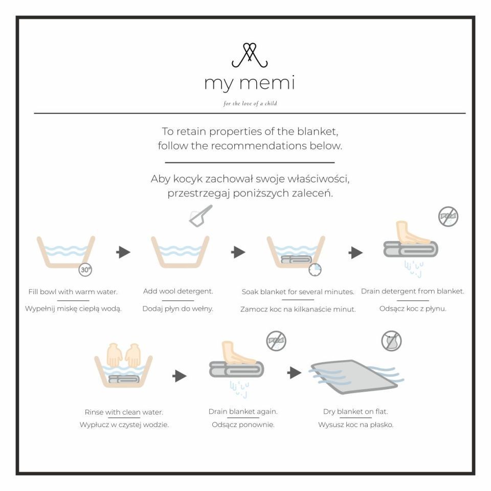 My Memi 100% Natural Merino Wool Blanket in Stripes - Premium Collection Kocyk ze