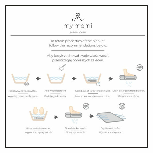 My Memi 100% Natural Merino Wool Blanket in Stripes - Premium Collection Kocyk ze