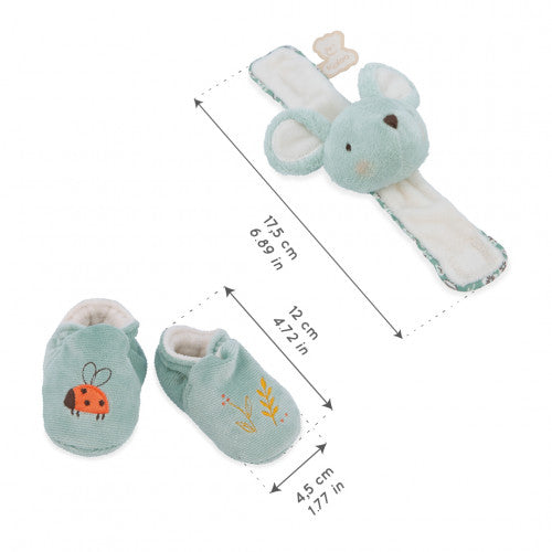 Kaloo Mouse slippers and sound bracelet set