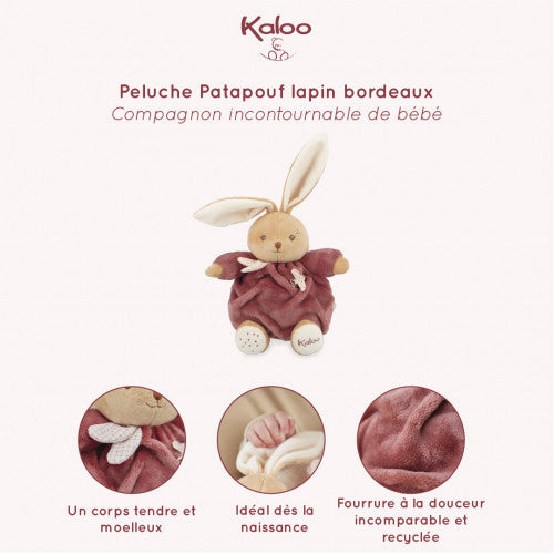 Kaloo Patapouf Burgundy rabbit soft toy - 17 cm