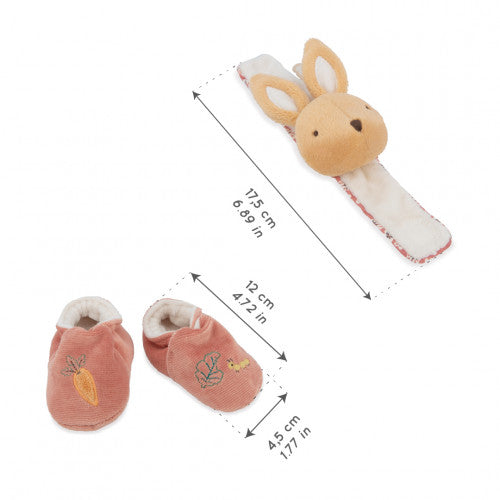Kaloo Rabbit slippers and sound bracelet set