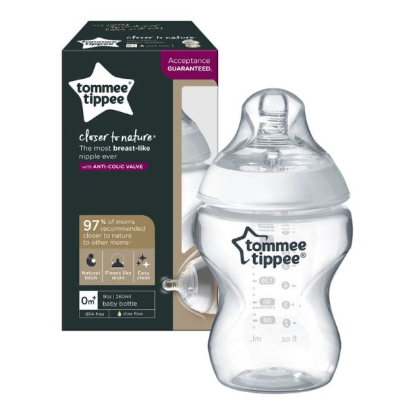 Tommee Tippee Closer to Nature Feeding Bottle, 260ml x 1  - Clear