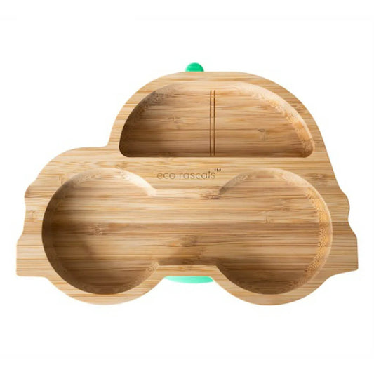 Eco Rascals Car Shaped Bamboo Suction Plate Asst Color